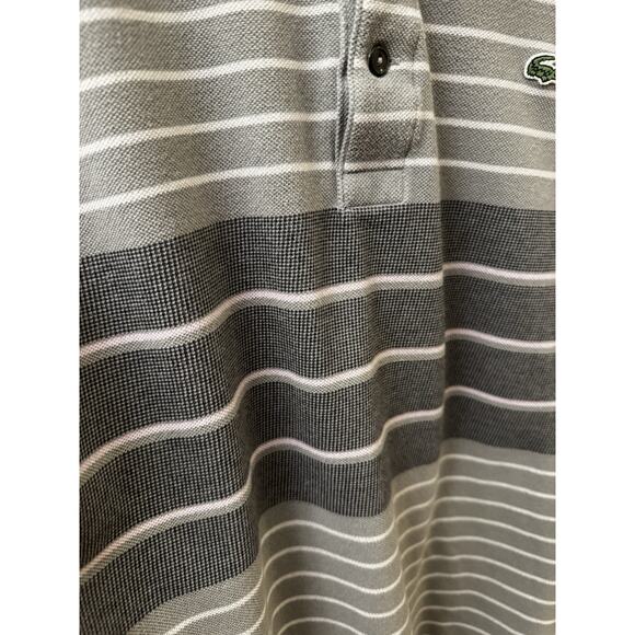 Lacoste Striped Polo Shirt XL Gray White Croc Logo - Picture 8 of 9